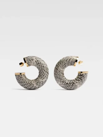 The Mojave hoops earrings Cobra-motif leather hoop earrings